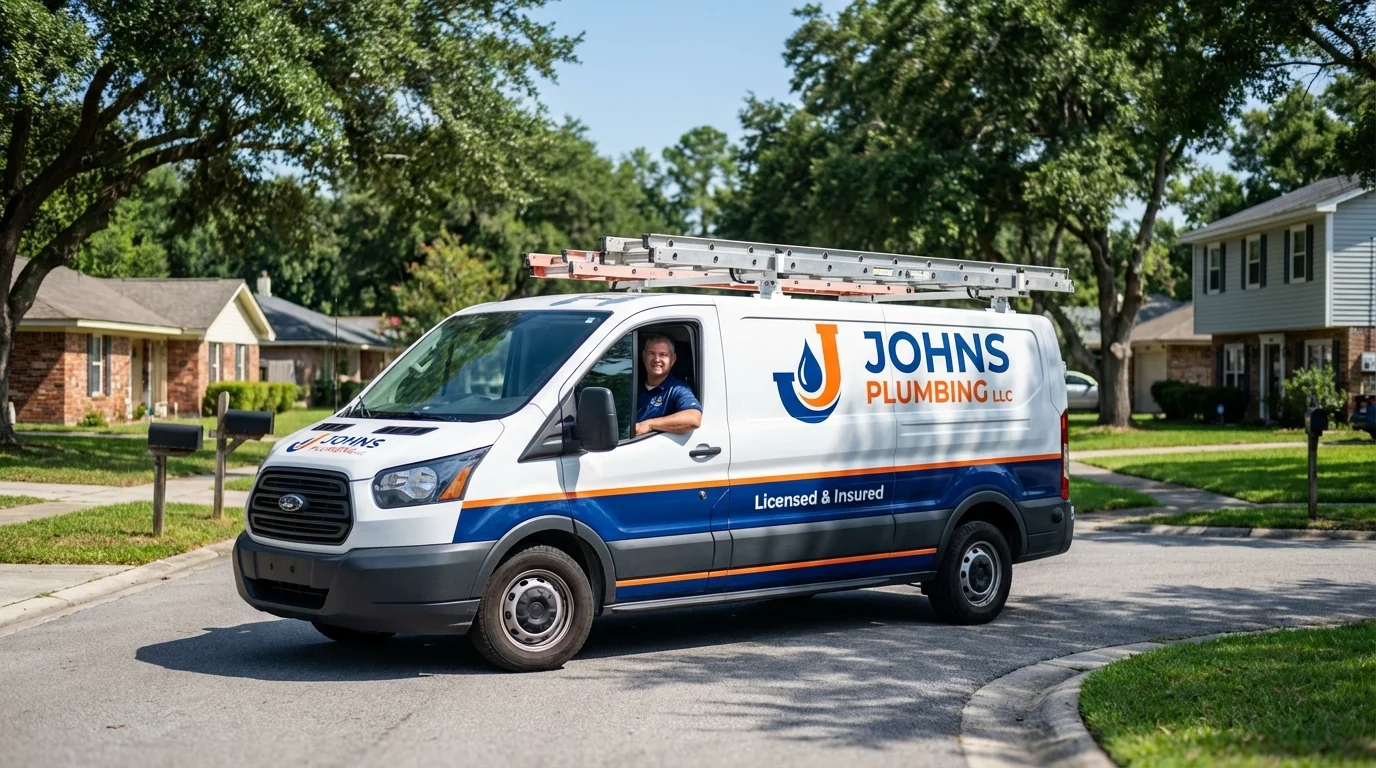 Johns Plumbing LLC service van in Mills, WY