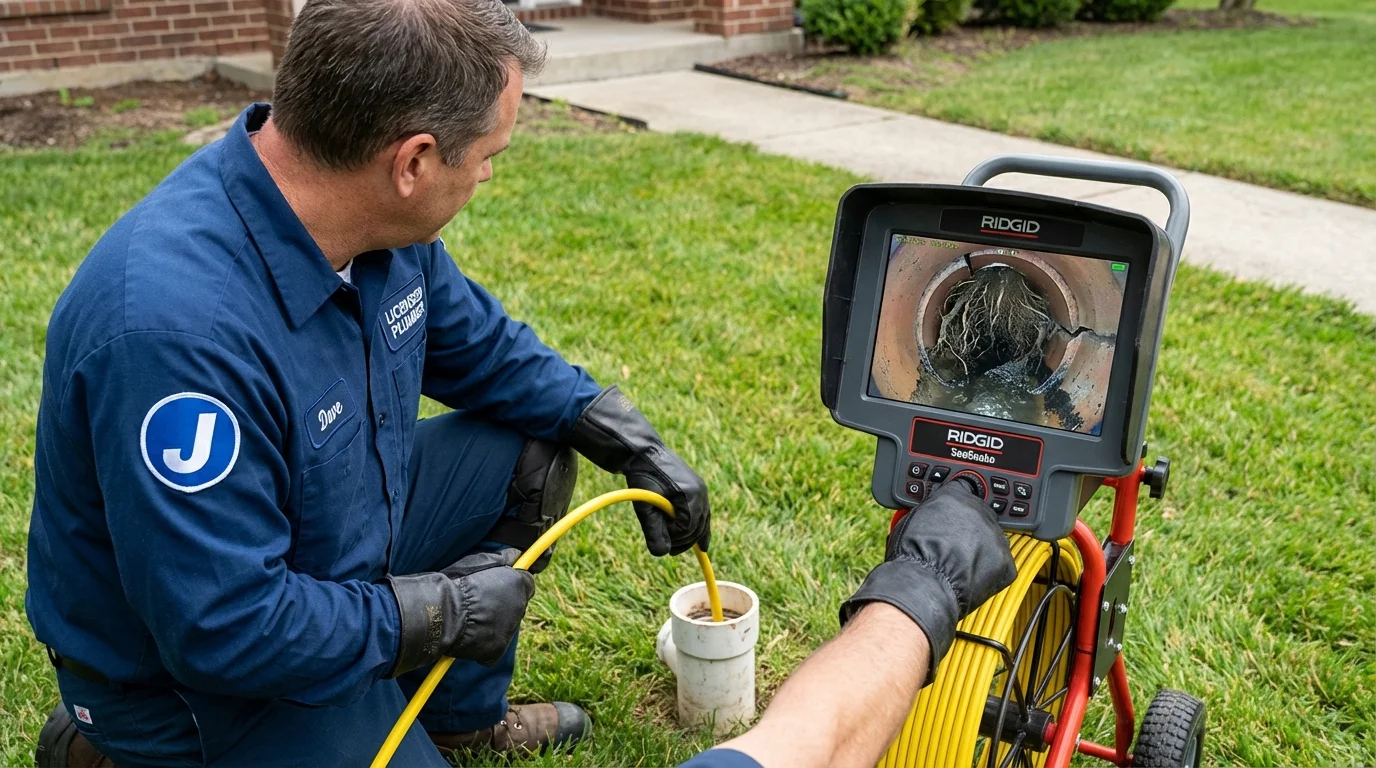 Sewer camera inspection being performed by Johns Plumbing LLC in Mills
