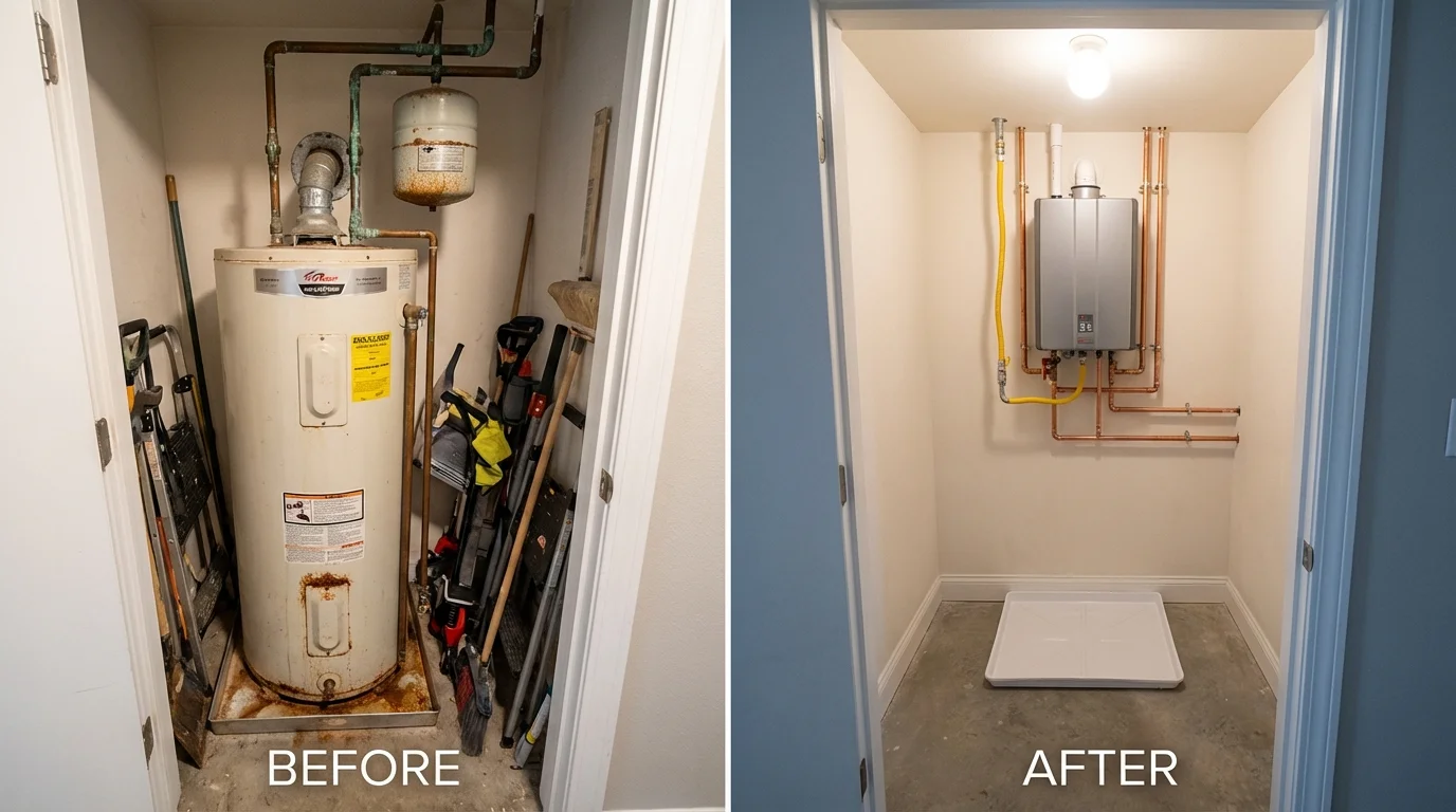 Tank water heater versus wall-mounted tankless unit comparison for Mills, WY homeowners